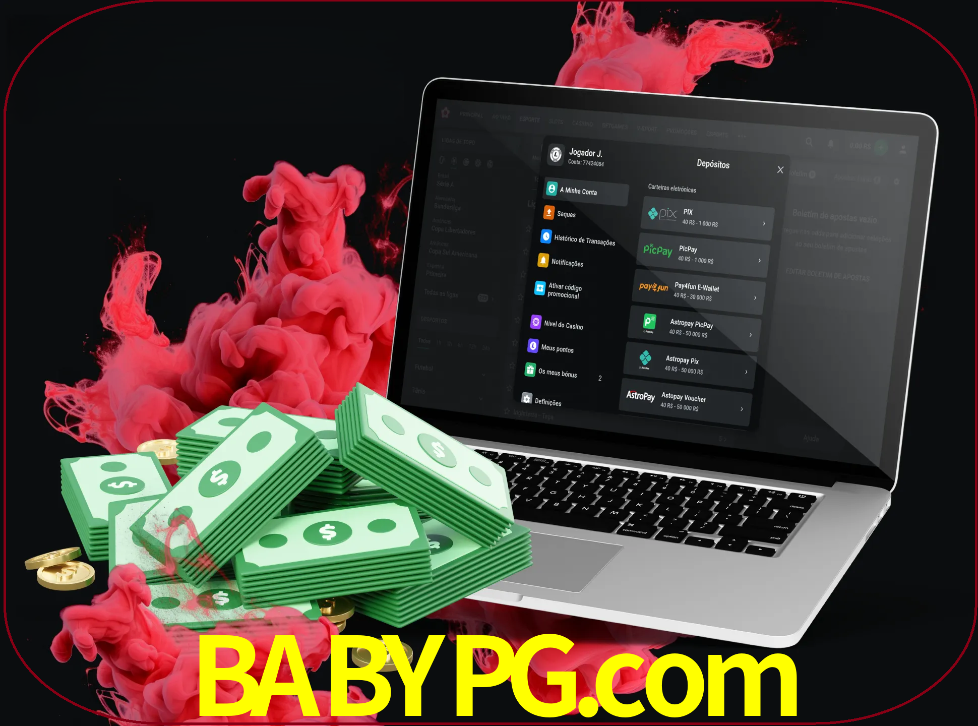 Para efetuar um depósito na sua conta babypg, basta escolher o método de depósito e especificar o montante.