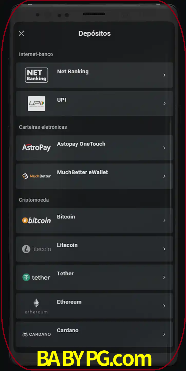 Você pode usar métodos alternativos de depósito.